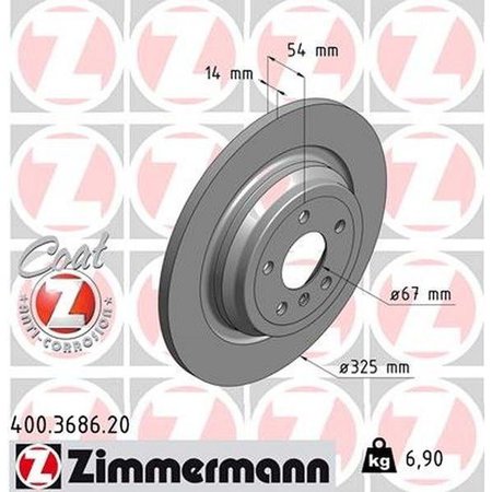 ZIMMERMANN Brake Disc - Standard/Coated, 400.3686.20 400.3686.20